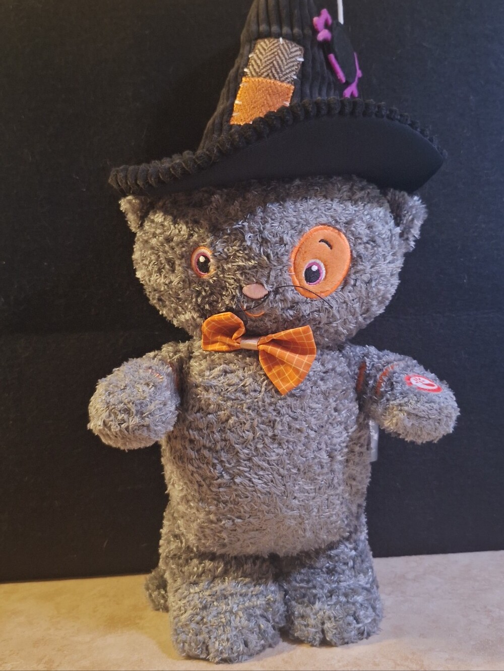 Hallmark 2017 Halloween Stitch The Witch Cat Animated Sound Prim Style Plush 16"